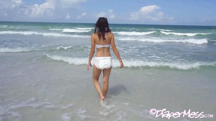 Gorgeous Teen Nikki Frolicking In The Ocean In Her Diaper & With Underwater Shots!