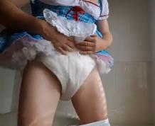 DIAPERED SISSYBABY in pretty blue dress