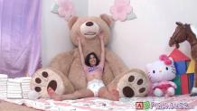 Teen Nikki Plays Around With The Giant Bear While In A Very Messy Diaper