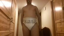 walking around in my appartment with just my diaper on